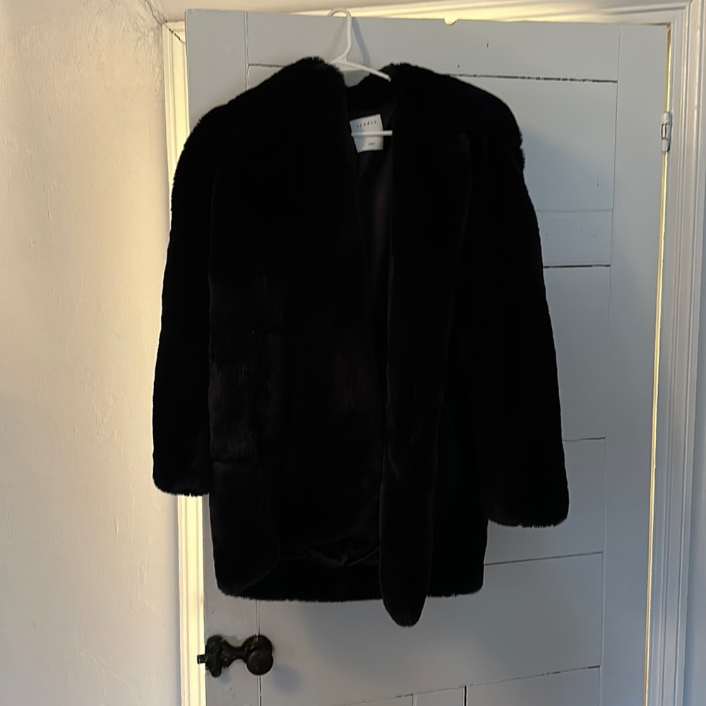 Sandro faux fur coat xs